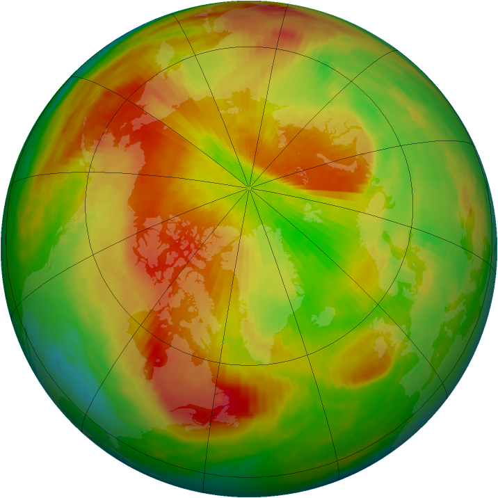 Arctic ozone map for 14 April 1992